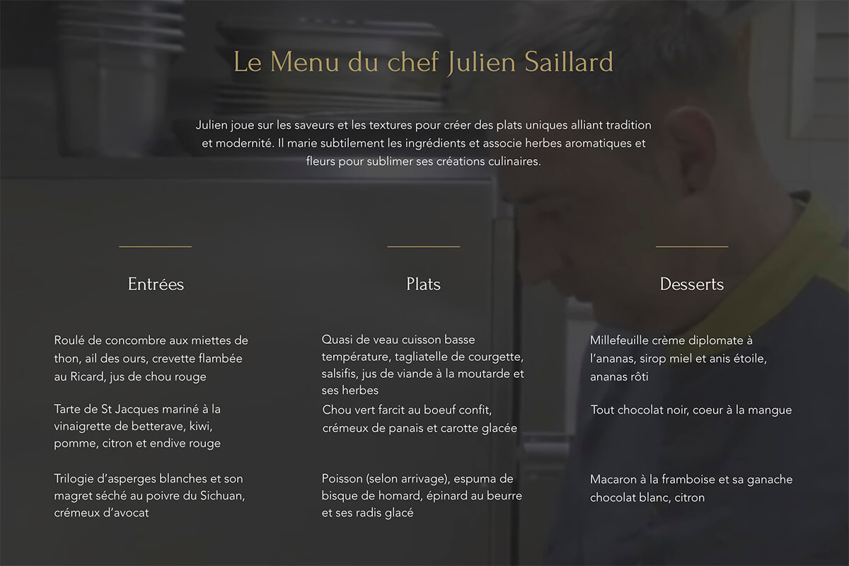 restaurant la table de durfort menu